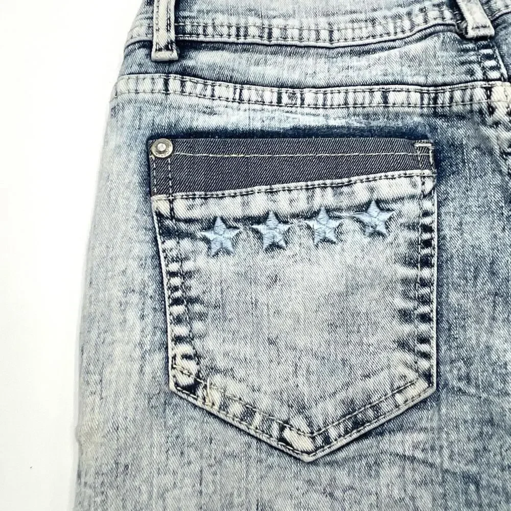 JORDACHE women's denim shorts details on sides embroidered stars SZ 14 (teens)